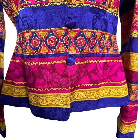 Adrianna Papell Blazer 8 Colorful Silk 90’s Vintage Jacket - Picture 4 of 9